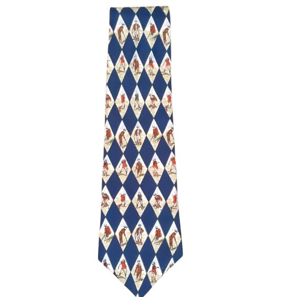 Golf Necktie Blue and White Diamond Pattern Pierre Cardin - Picture 1 of 5